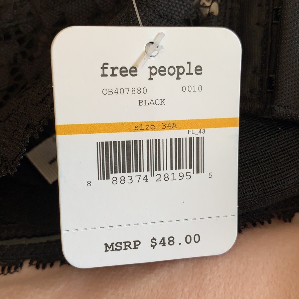 NWT Free People 34A Love Letters Lace Bra - Black - Picture 7 of 7